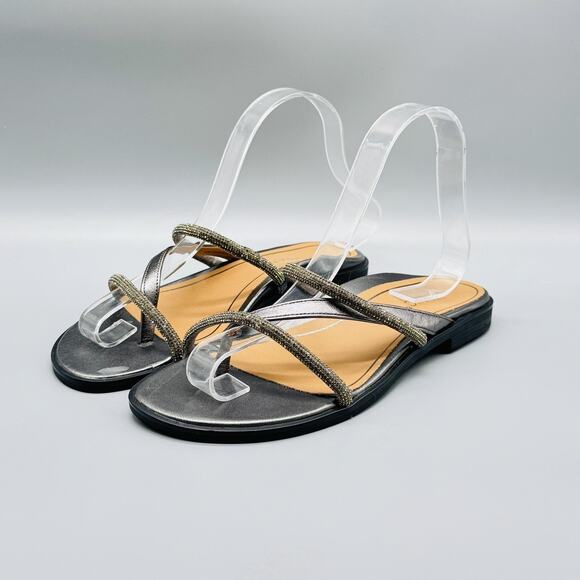 Vionic Sandals Womens 6.5 Silver Metallic Prism Rhinestone Strap Slide Comfort - Picture 4 of 11